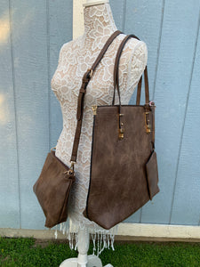 Michelle Handbag - Brown- 4 Piece