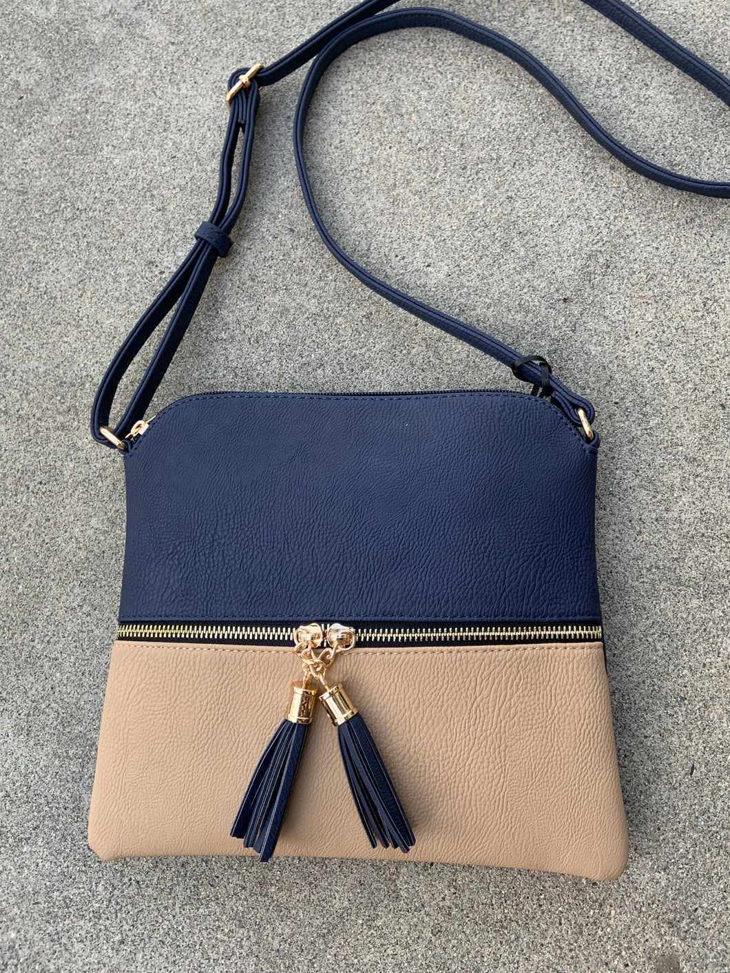 Mia Handbag - Navy/Tan