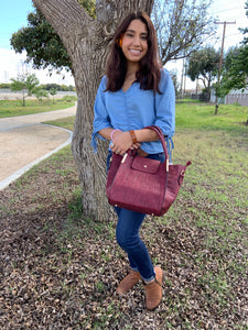 Heather Handbag and Crossbody Bag - Burgundy