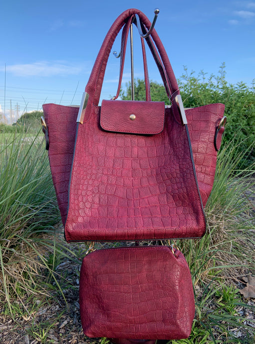 Heather Handbag and Crossbody Bag - Burgundy